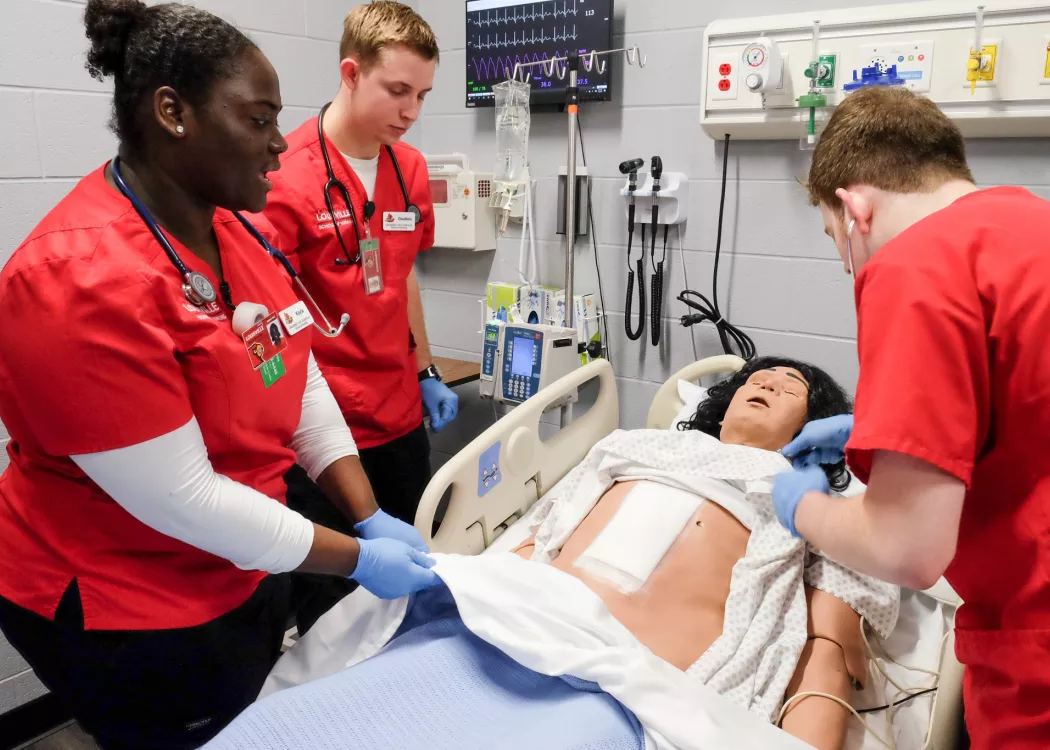 Nursing students in the patient simulation lab
