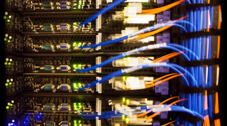 Close up image of super computer cords